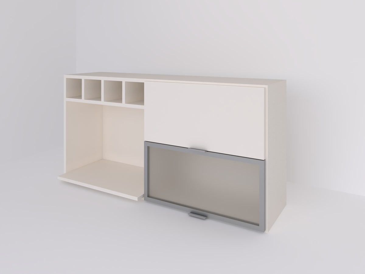 Alacena 120 x 60 portamicroondas, vidriada con ALUMINIO