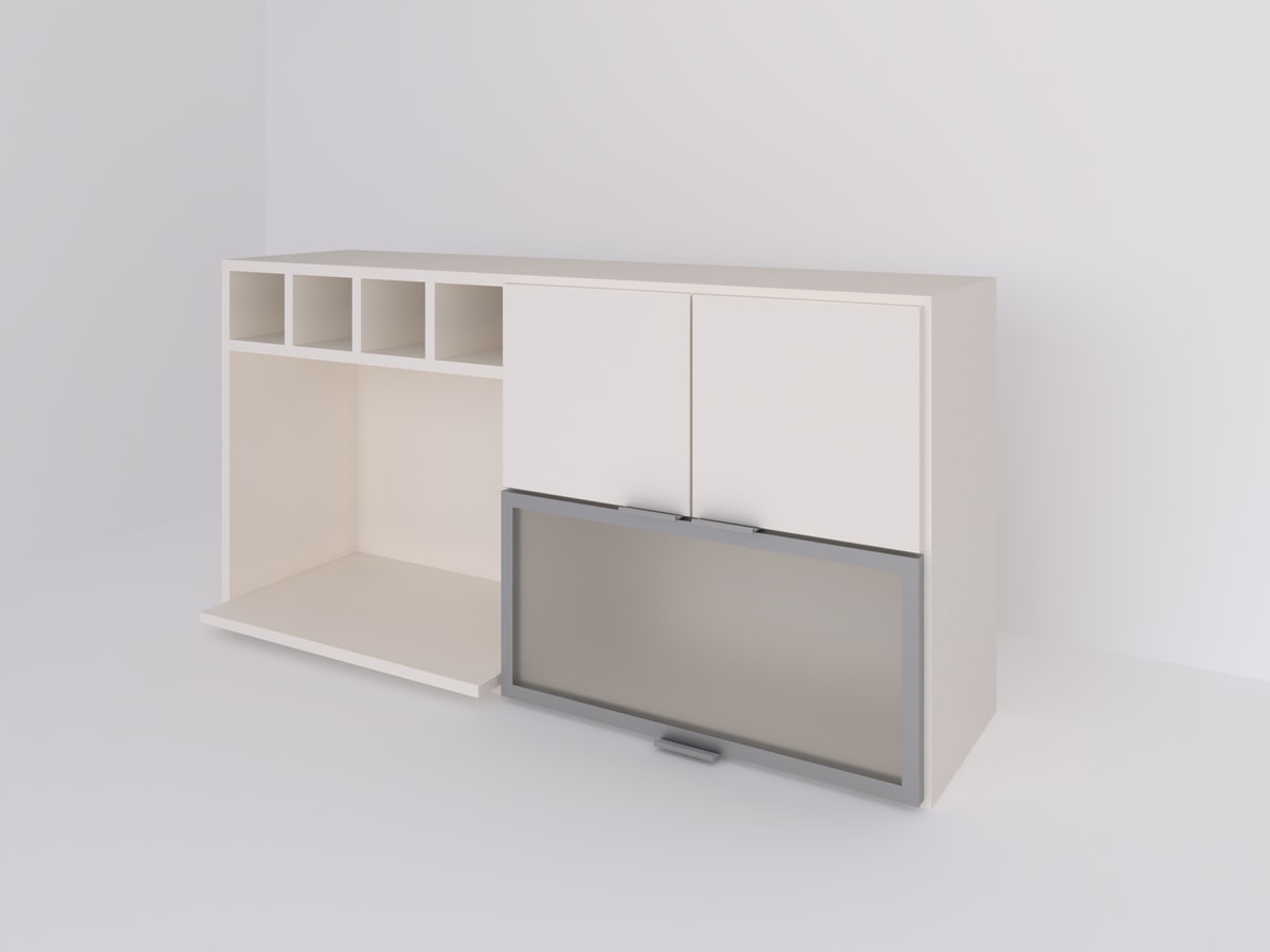 Alacena portamicroondas 120 x 60 vidriada con ALUMINIO