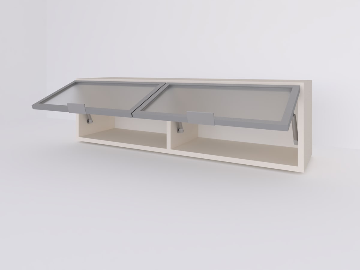 Alacena 1 MT x 30 dos rebatibles vidriadas con ALUMINIO