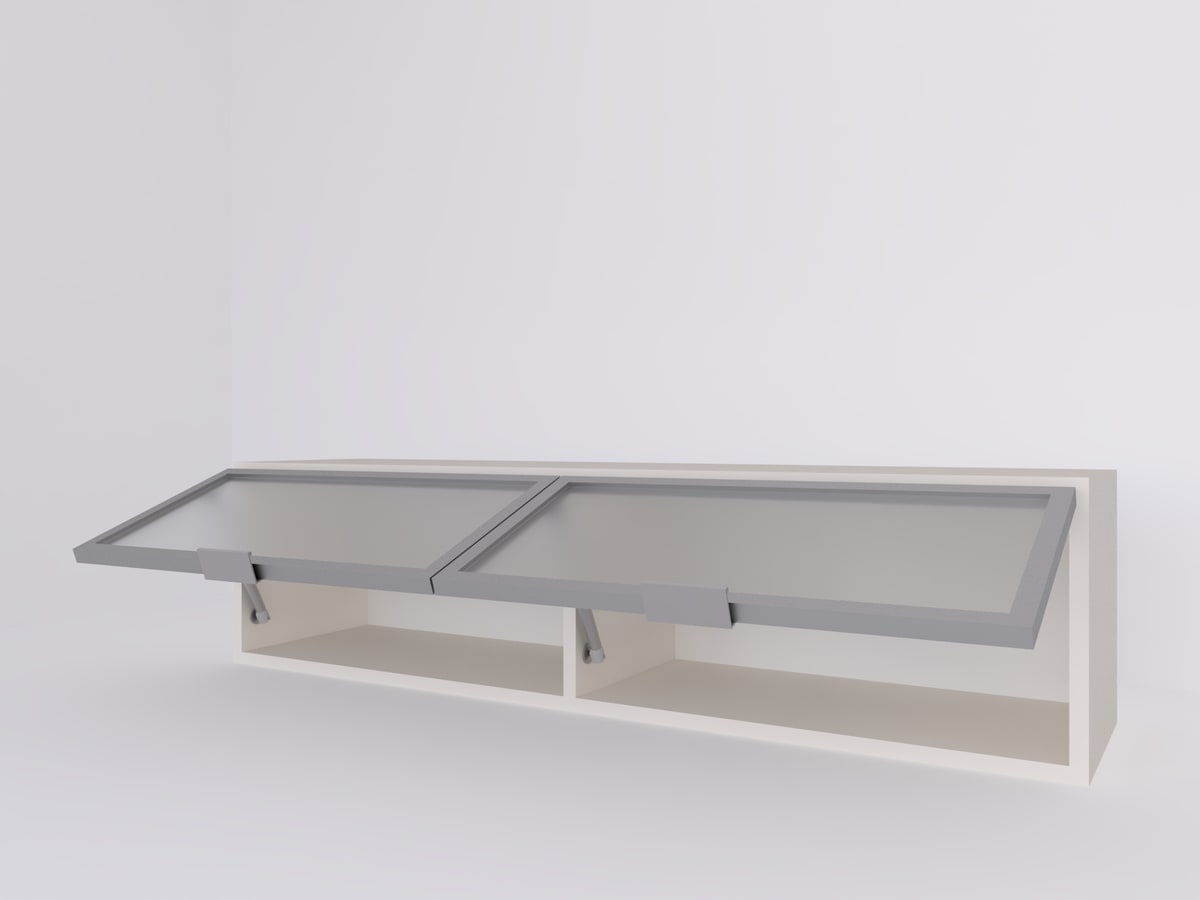 Alacena 120 x 30 dos rebatibles vidriadas con ALUMINIO